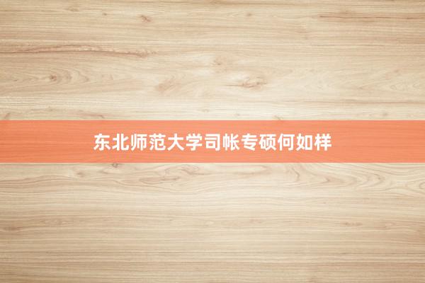 东北师范大学司帐专硕何如样