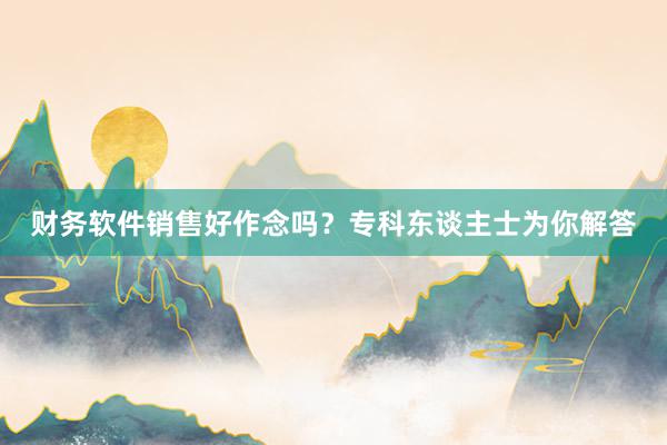 财务软件销售好作念吗？专科东谈主士为你解答