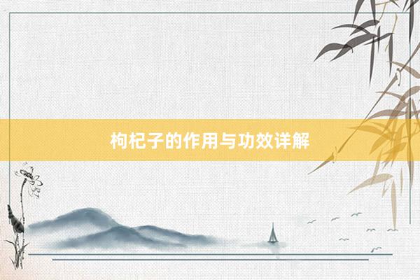 枸杞子的作用与功效详解